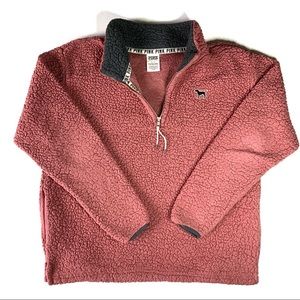 Vintage Victoria's Secret PINK Quarter Zip Fuzzy Sherpa Pullover